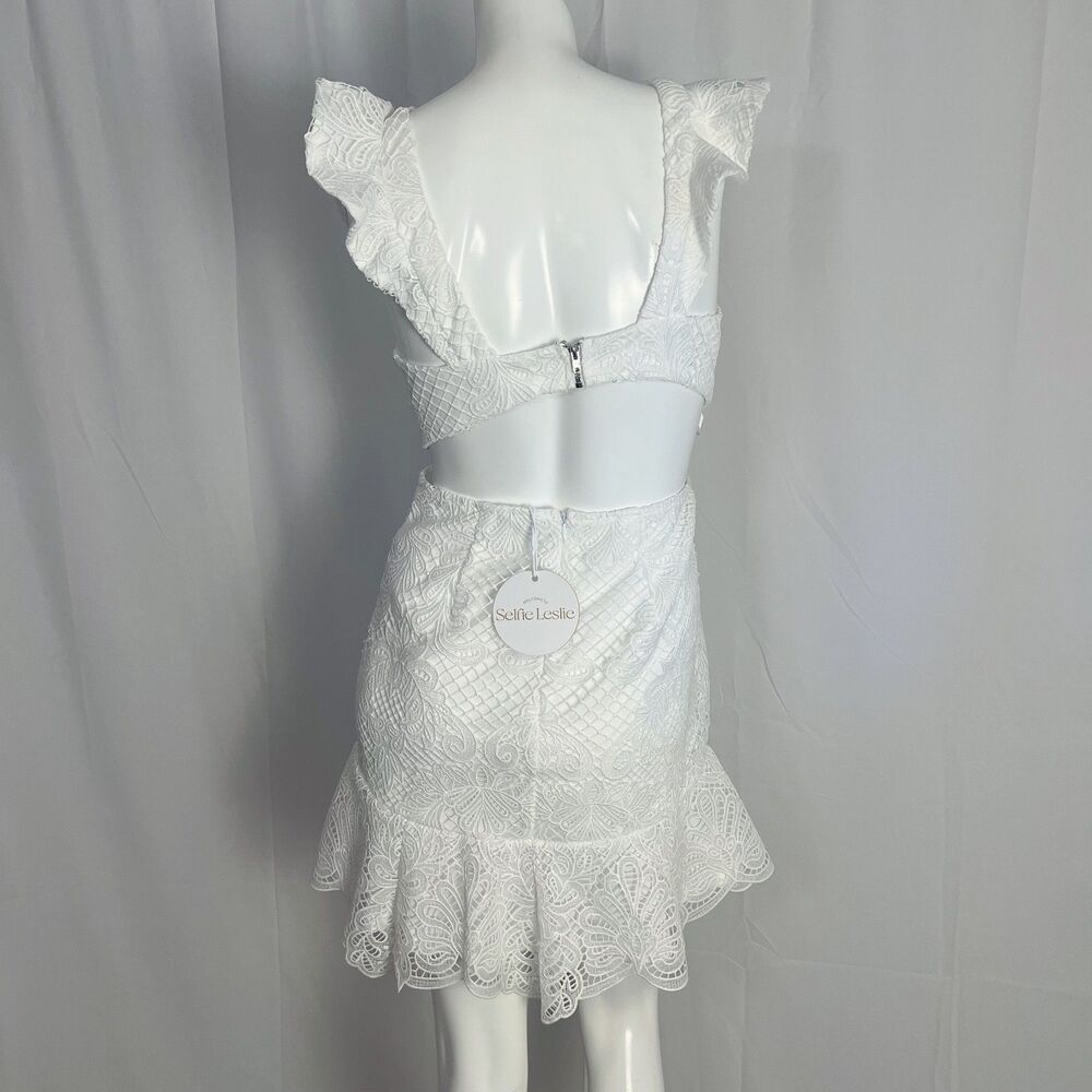 NWT Selfie Leslie Jackie Pinafore Filigree Lace Dress White Crochet Size M - Picture 5 of 8